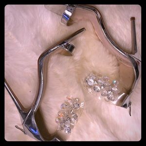 Crystal ankle strap heels